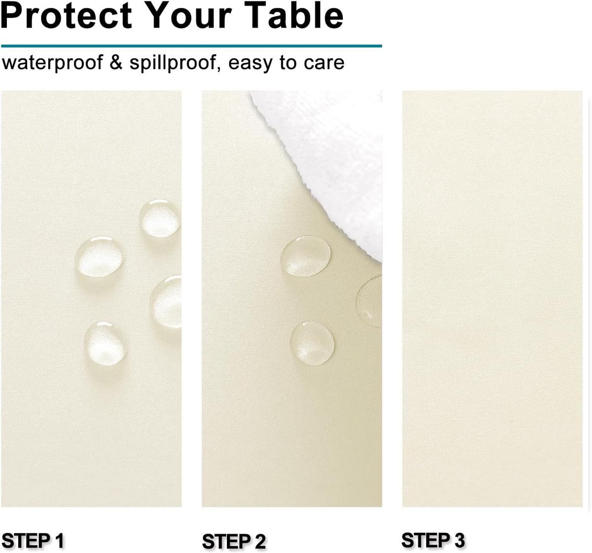Hiasan Champagne Square Tablecloth - Waterproof and Spillproof Washable Fabric Table Cloth for