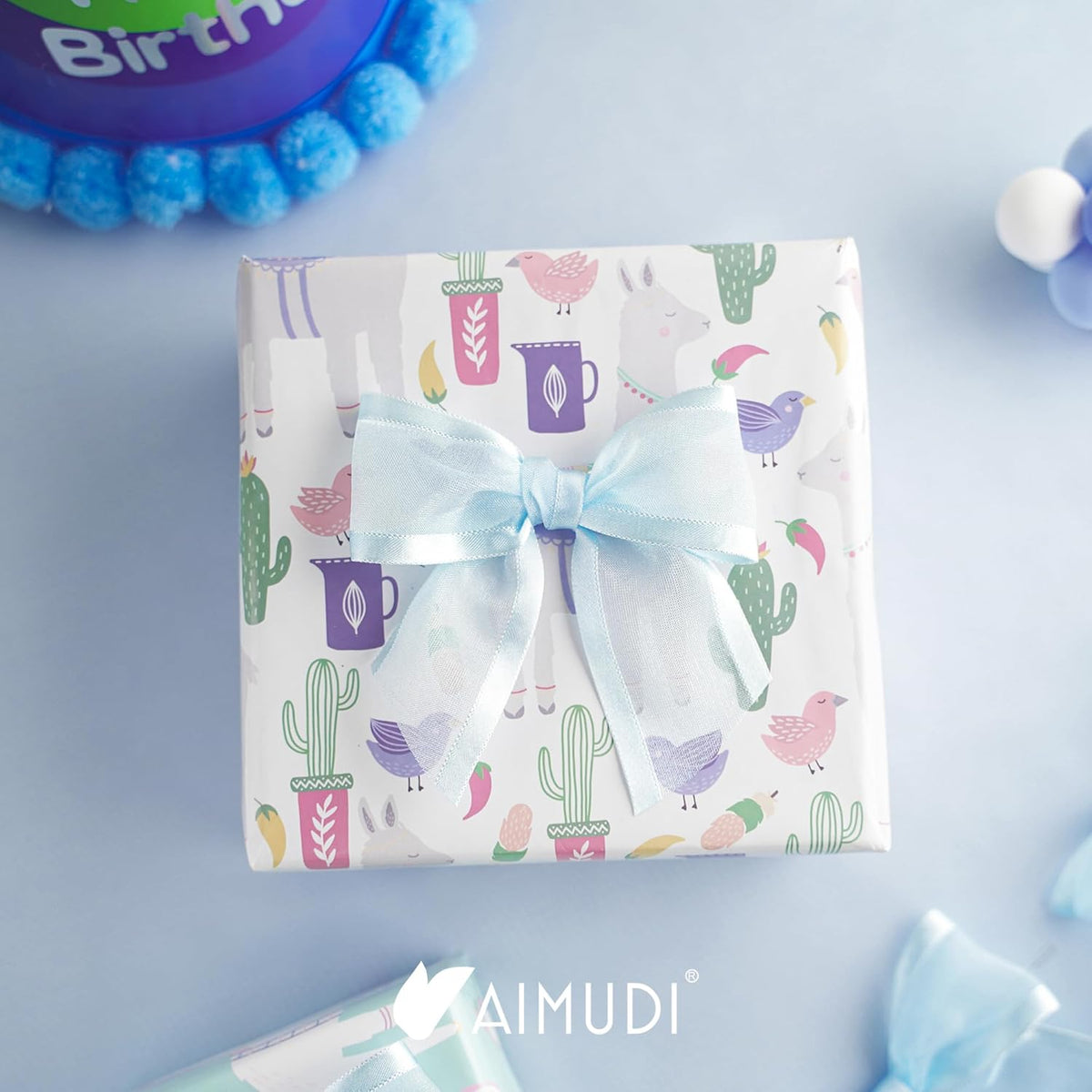 AIMUDI Baby Blue Bows 4" Organza Bows Premade Twist Ties Bows for Gift Wrapping Crafts Treat Bags