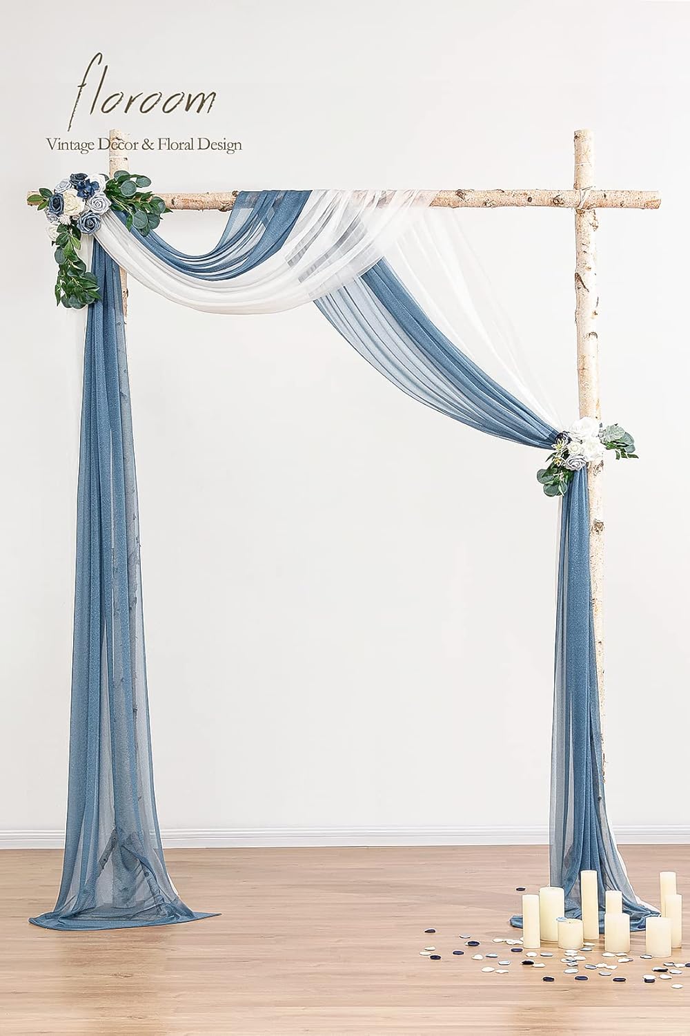 Floroom Wedding Arch Draping Fabric 2 Panels 20Ft Chiffon Fabric Drapes Arbor Drapery Wedding