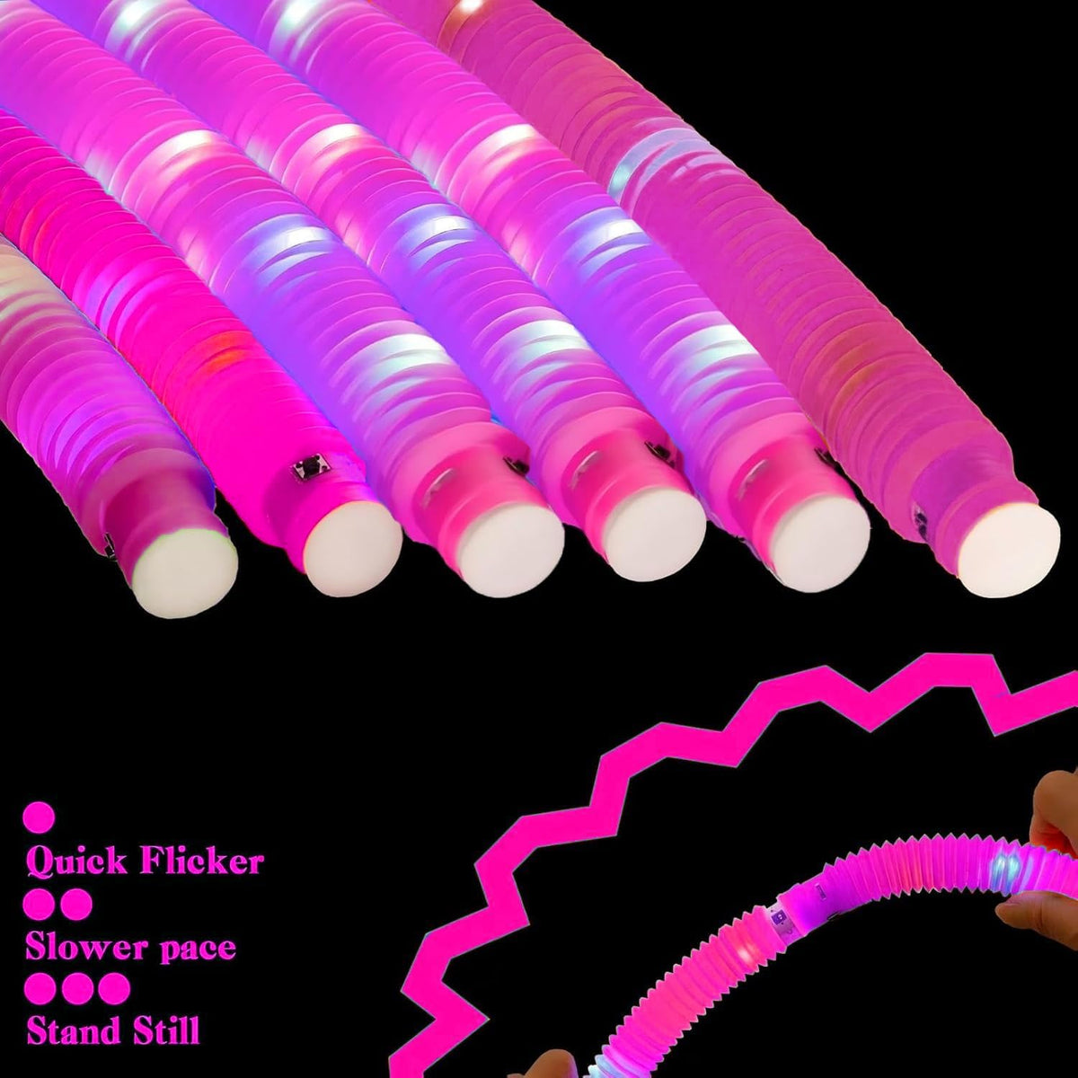 Pink 6 Pack Light Up Party Favors Supplies,Bulk Glow Sticks Bracelet,Necklace Accessories for