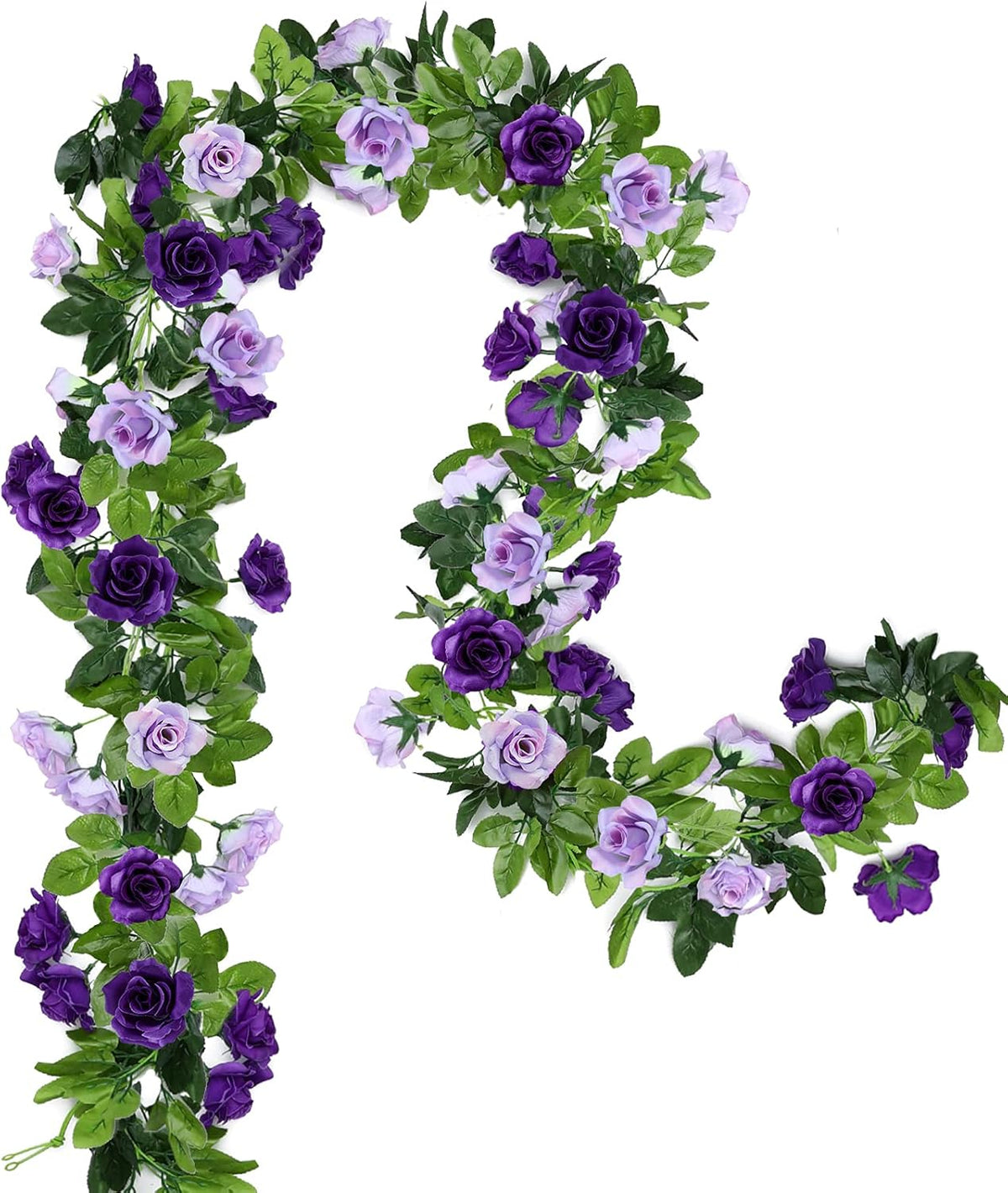 Floweroyal 2 Pack Artificial Flower Garlands 15.8FT Fake Rose Vines Silk Flowers Hanging Rose Ivy