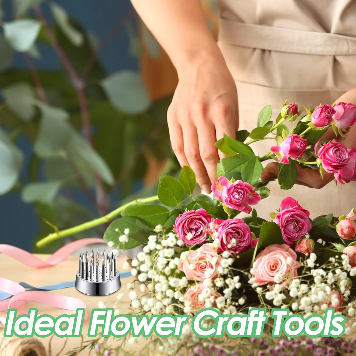 Kritkin 24 Pieces Flower Frogs Holder Mini Floral Round Flower Japanese Arranger Fixed Pin Holder