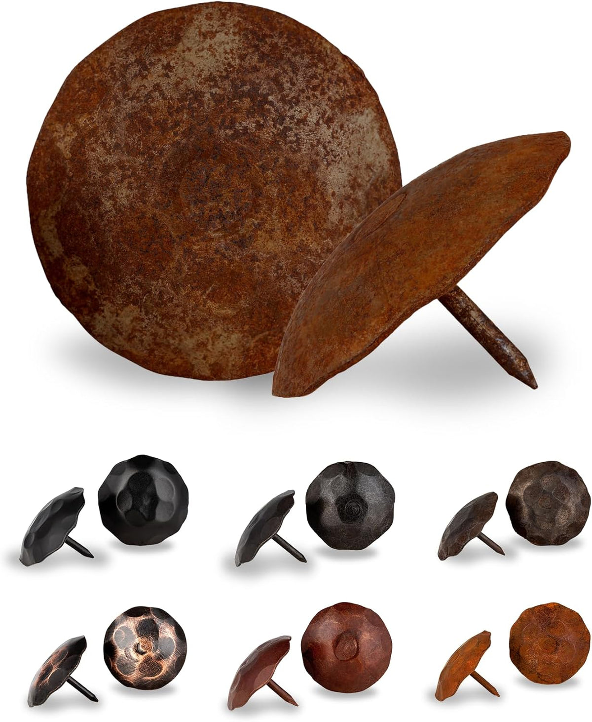 50 Pack 2" Round Head Iron Clavos Decorative Nails – Rusted – Handmade Rustic Round Fasteners for