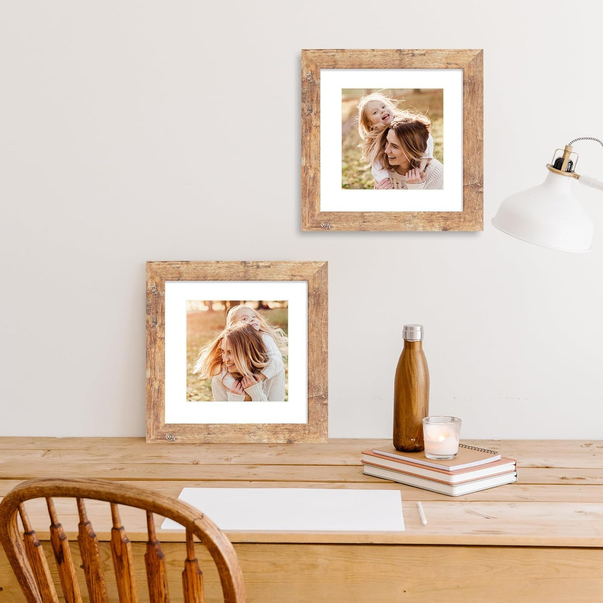 8x8 Picture Frame Set of 4 with HD Glass, Display 6x6 Pictures with Mat or 8 x 8 Without Mat