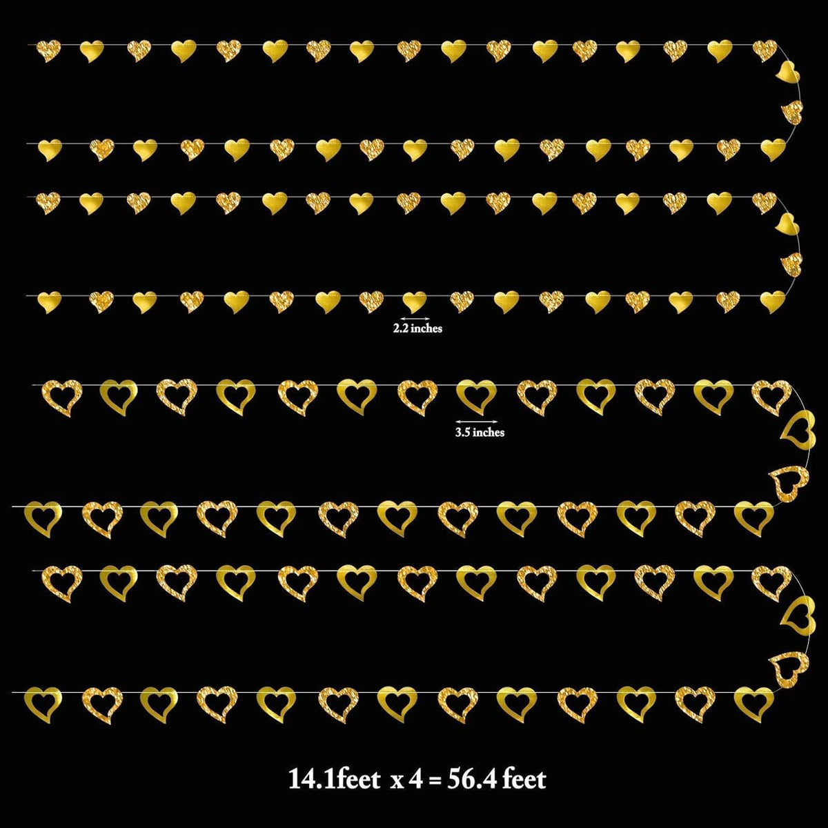 Cheerland Gold Heart Garland Romantic Decorations Paper Streamers Hanging for Mother’s Day Best Mom