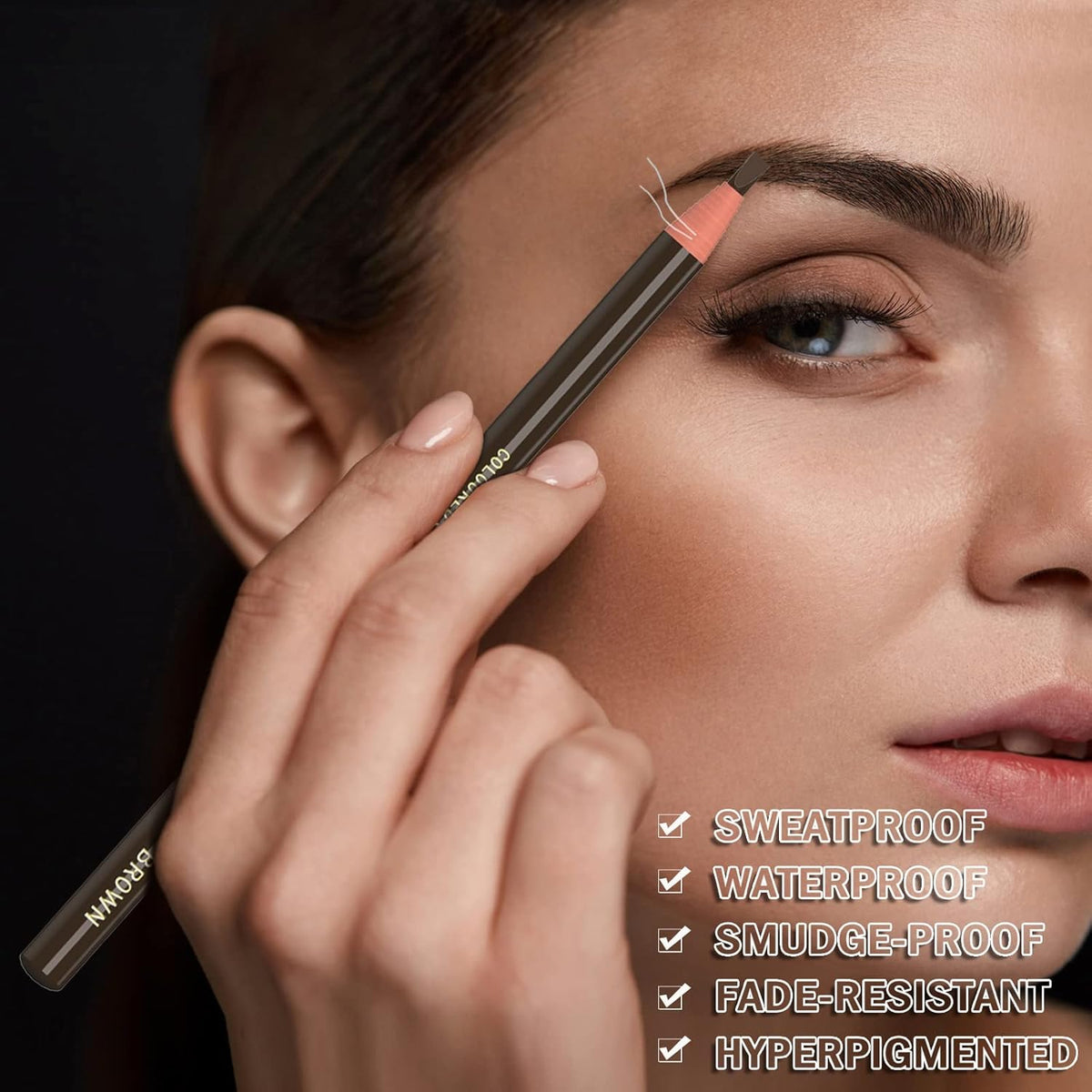 12 Piece Dark Brown Colour Waterproof Eyebrows Pencil Tattoo Makeup And Microblading Supplies