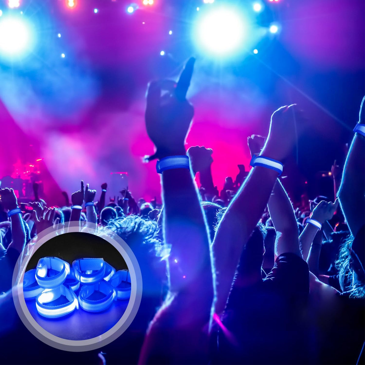 M.best 8pcs LED Light Up Bracelets Glow Flashing Wristbands Glow in The Dark Party Supplies for