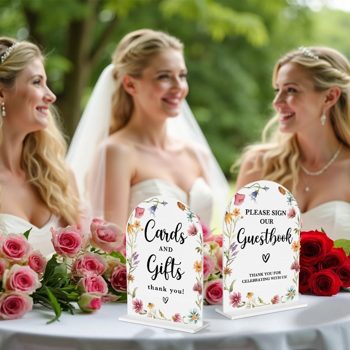 2 Pcs Acrylic Wedding Signs for Reception, Bridal Shower Decorations, Cards and Gifts Signs, Guest