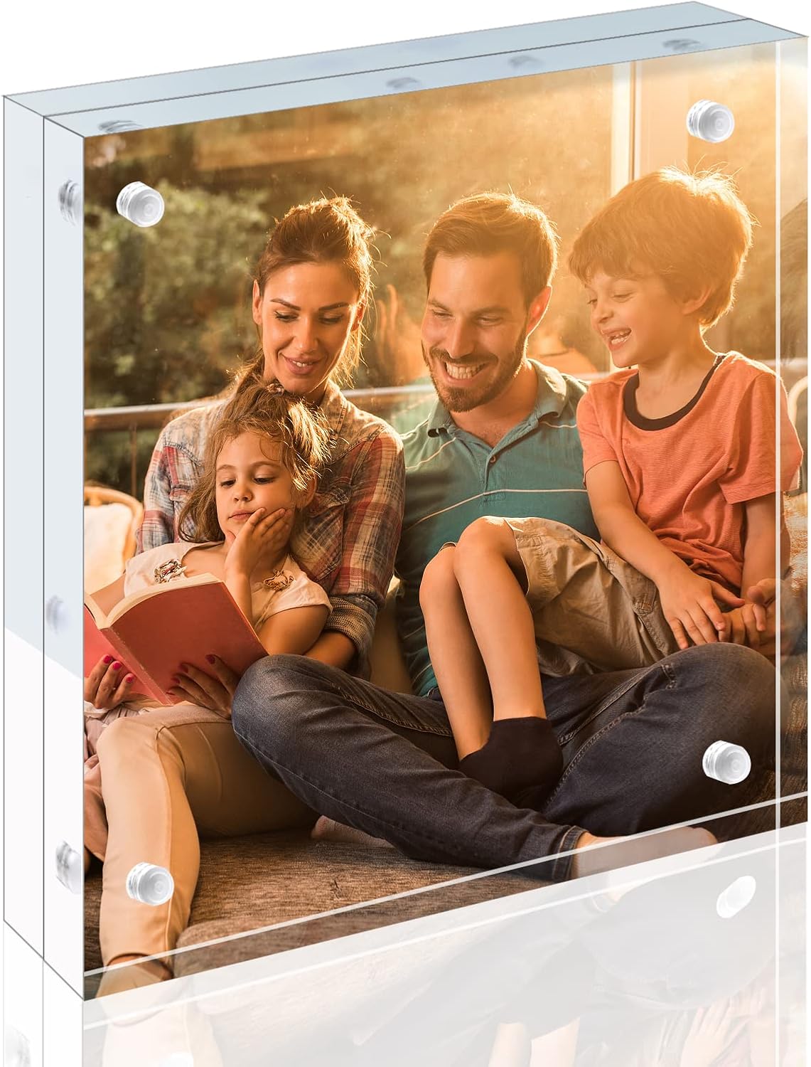 Egofine 5x5 Acrylic Frame,20mm Thicker Frameless Clear Picture Frames, Double Sided Magnetic
