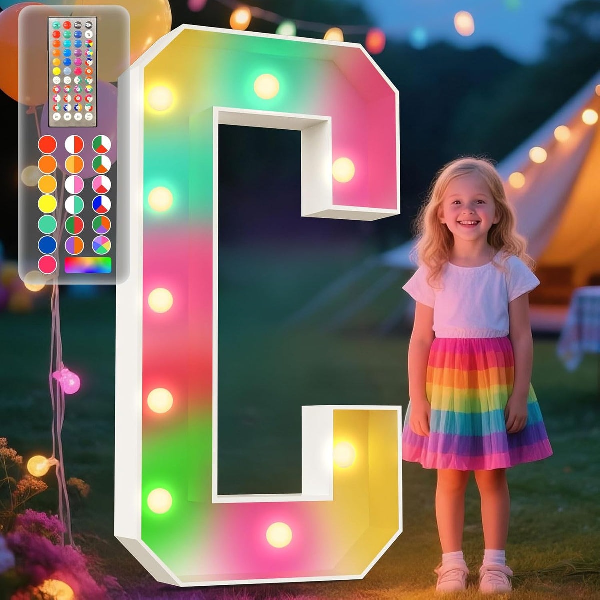 Ledido 4FT Marquee Light Up Letters, 34 Colors Changing Marquee Letter 4 Feet Tall with Remote, Big