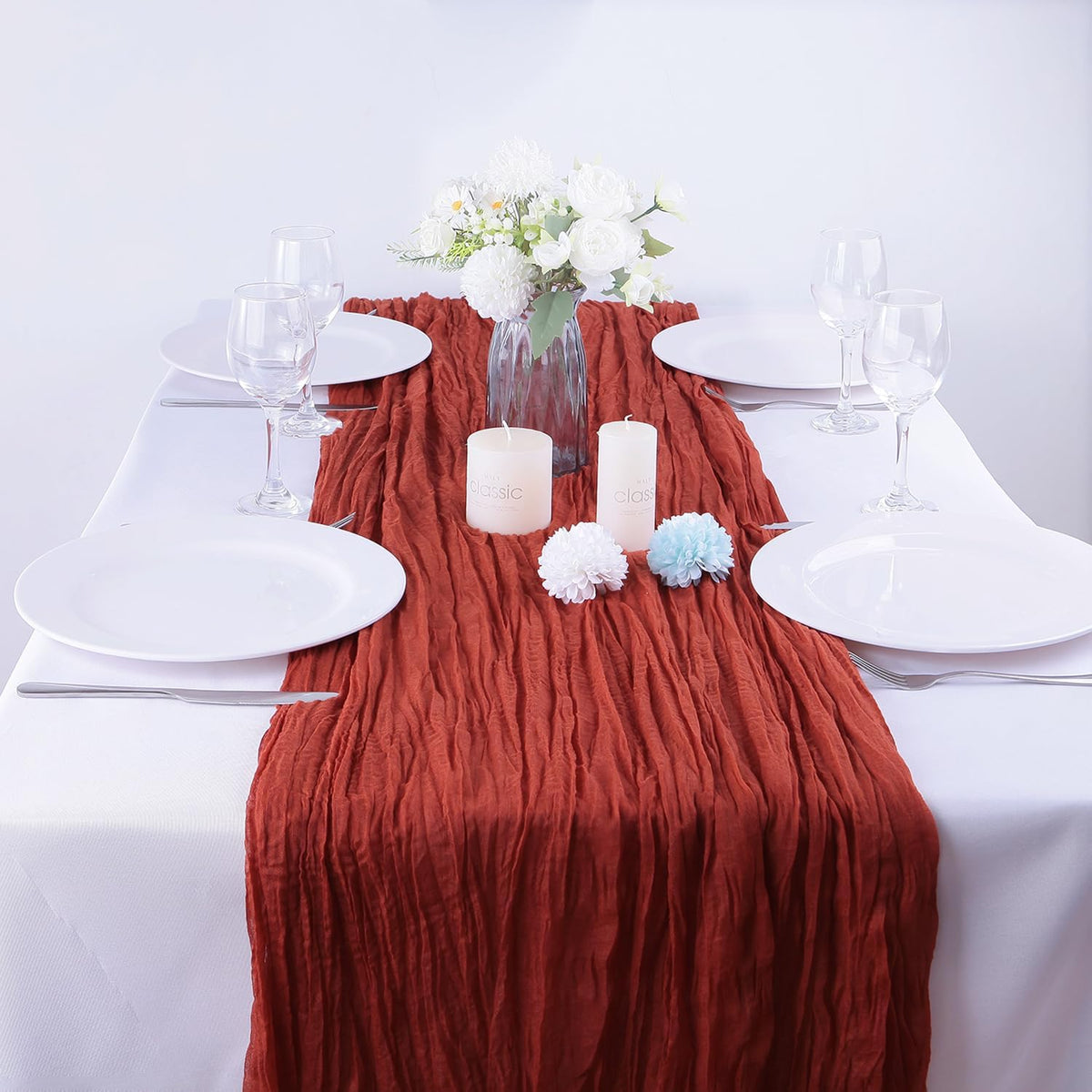 16PCS Terracotta Cheesecloth Table Runner 10FT Table Runner Cheesecloth 35x120Inch Boho Gauze