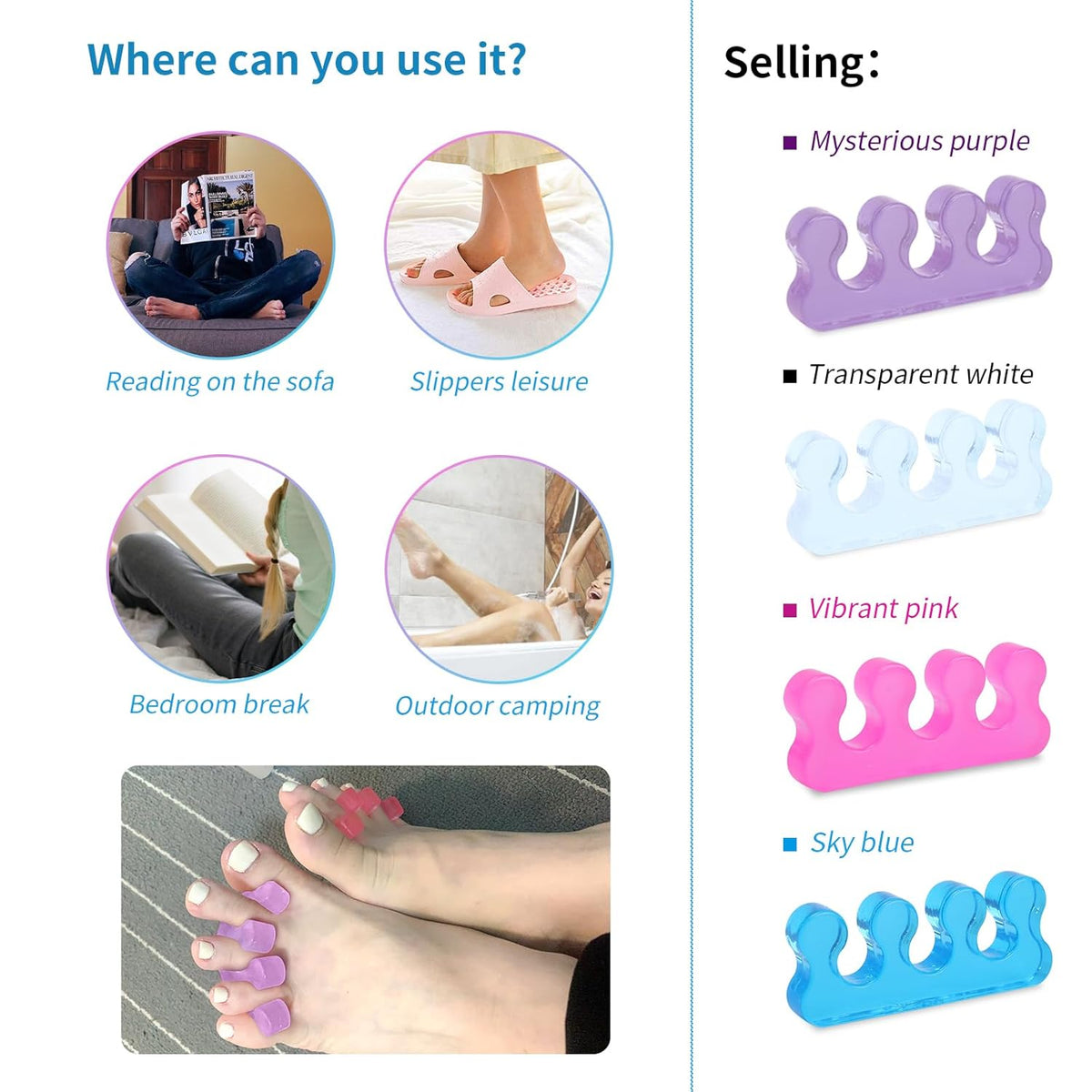 Toe Spacers for Women,Toe Separators for Women,Toe Separators Use for Separation of Toenails or
