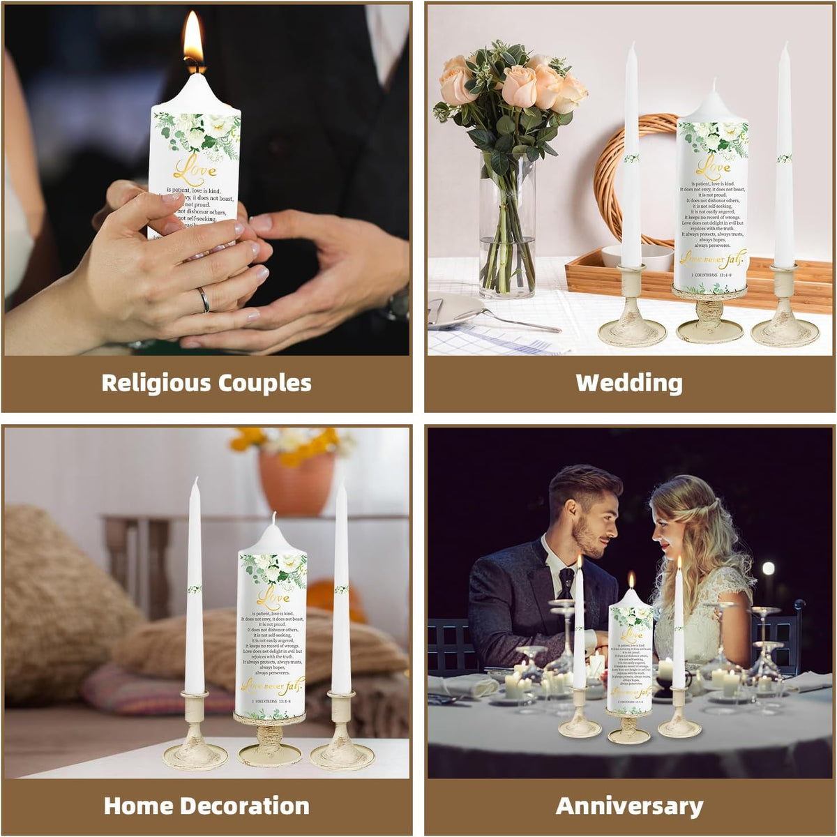 Extrogif Unity Pillar Candles for Wedding Ceremony Set - 3 Wedding Candles Unity Set with Holders