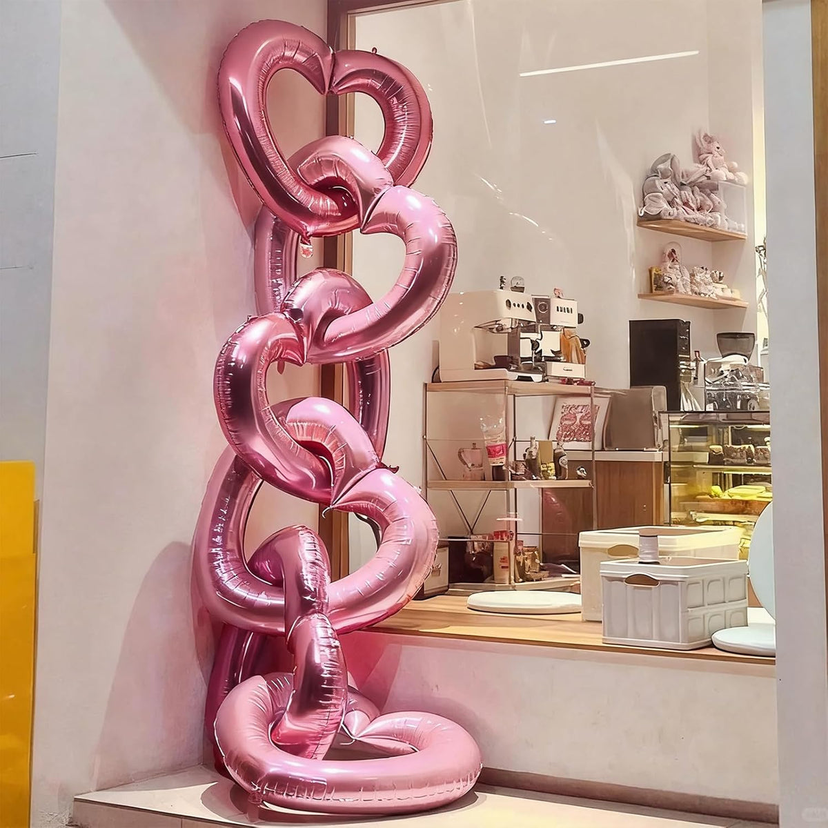 Pink Heart Balloons,3Pcs 40Inch Large Hollow Out Heart foil Balloon for Valentine's Day Birthday