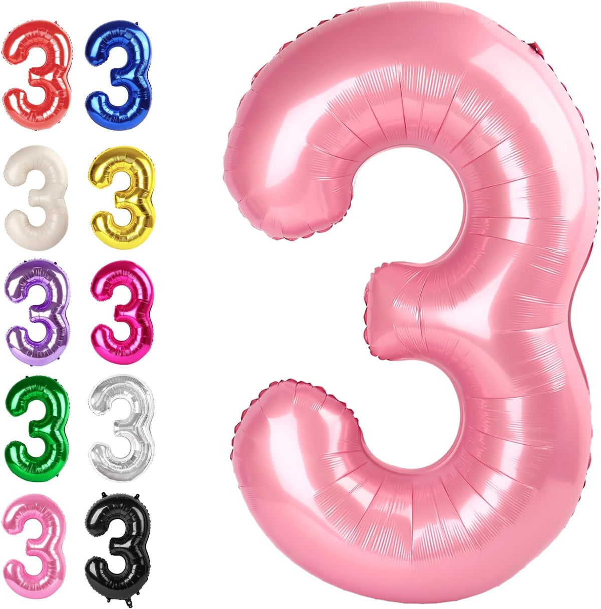 Large 40 Inch Pearlescent Pink 3 Number Balloon, 3 13 23 30 33 36 38 Pearl Pink Birthday Party