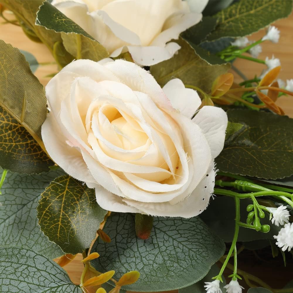 H&W 2pcs Artificial Wedding Arch Flowers for Sign, Floral Swag Dusty Decor for Reception Ceremony
