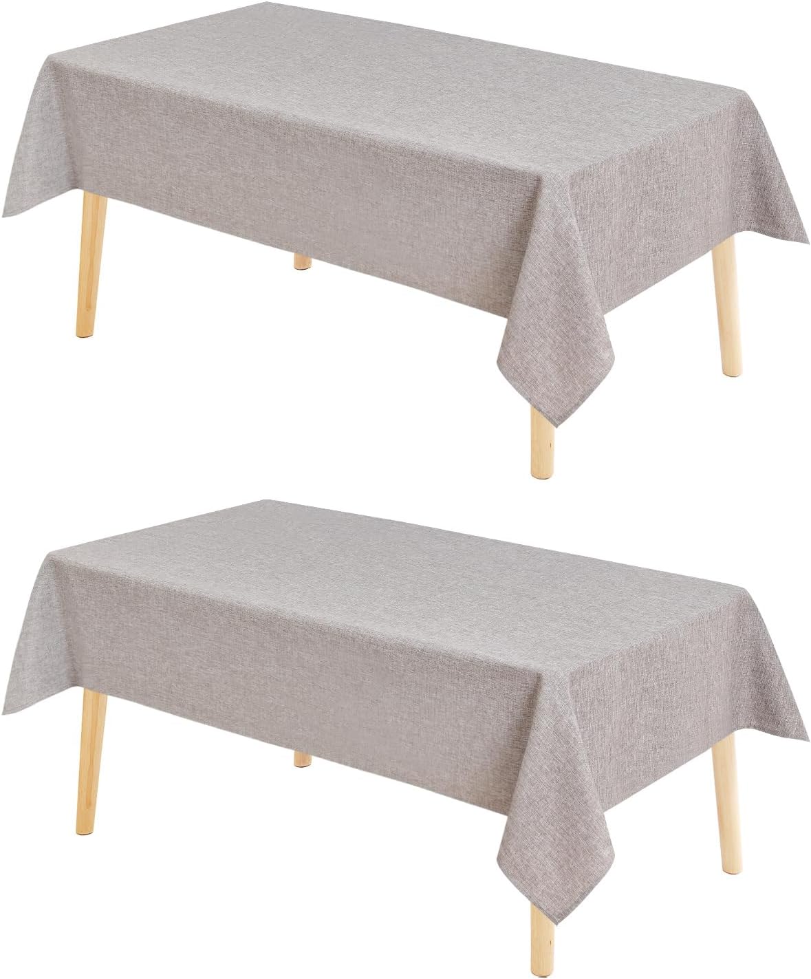 Hiasan 2 Pack Faux Linen Rectangle Tablecloth - Wrinkle and Stain Resistant Washable Table Cloth