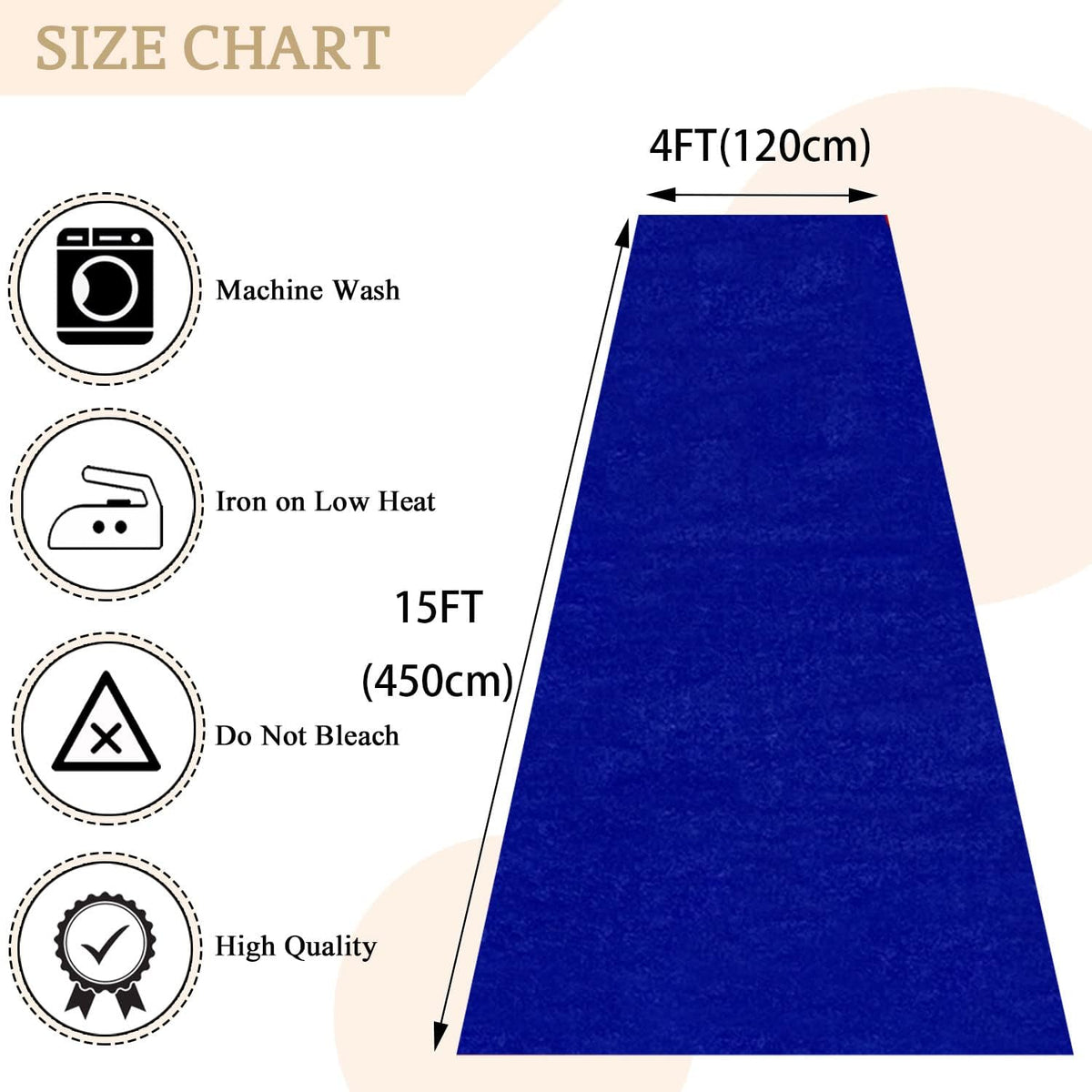 MODFUNS 4FTx15FT Aisle Runner for Wedding Ceremony Royal Blue Velvet Fabric Aisle Runner Include