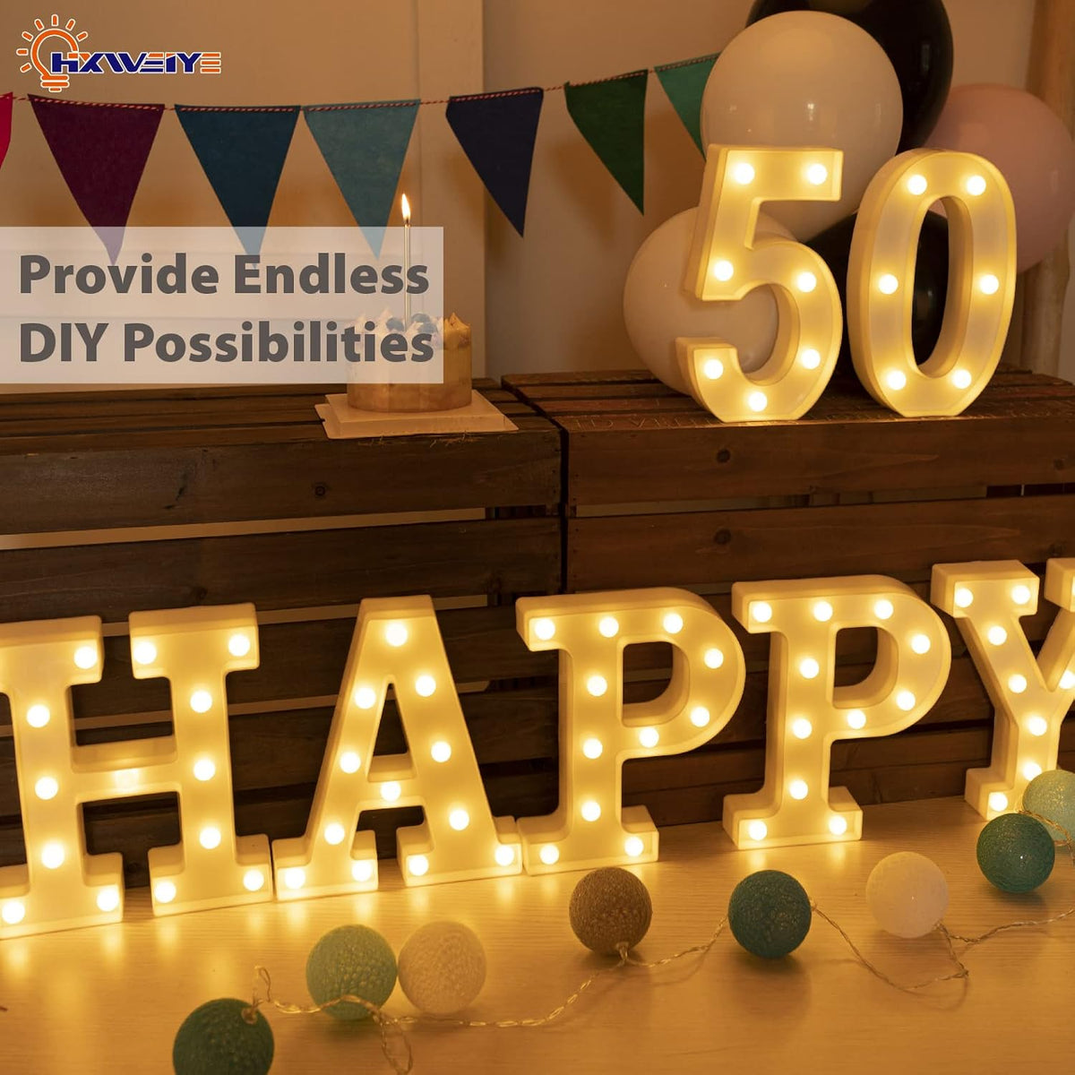 HXWEIYE Light Up Numbers-5, LED Marquee Number Lights Sign 26 Alphabet and 10 Number Big Lights Led