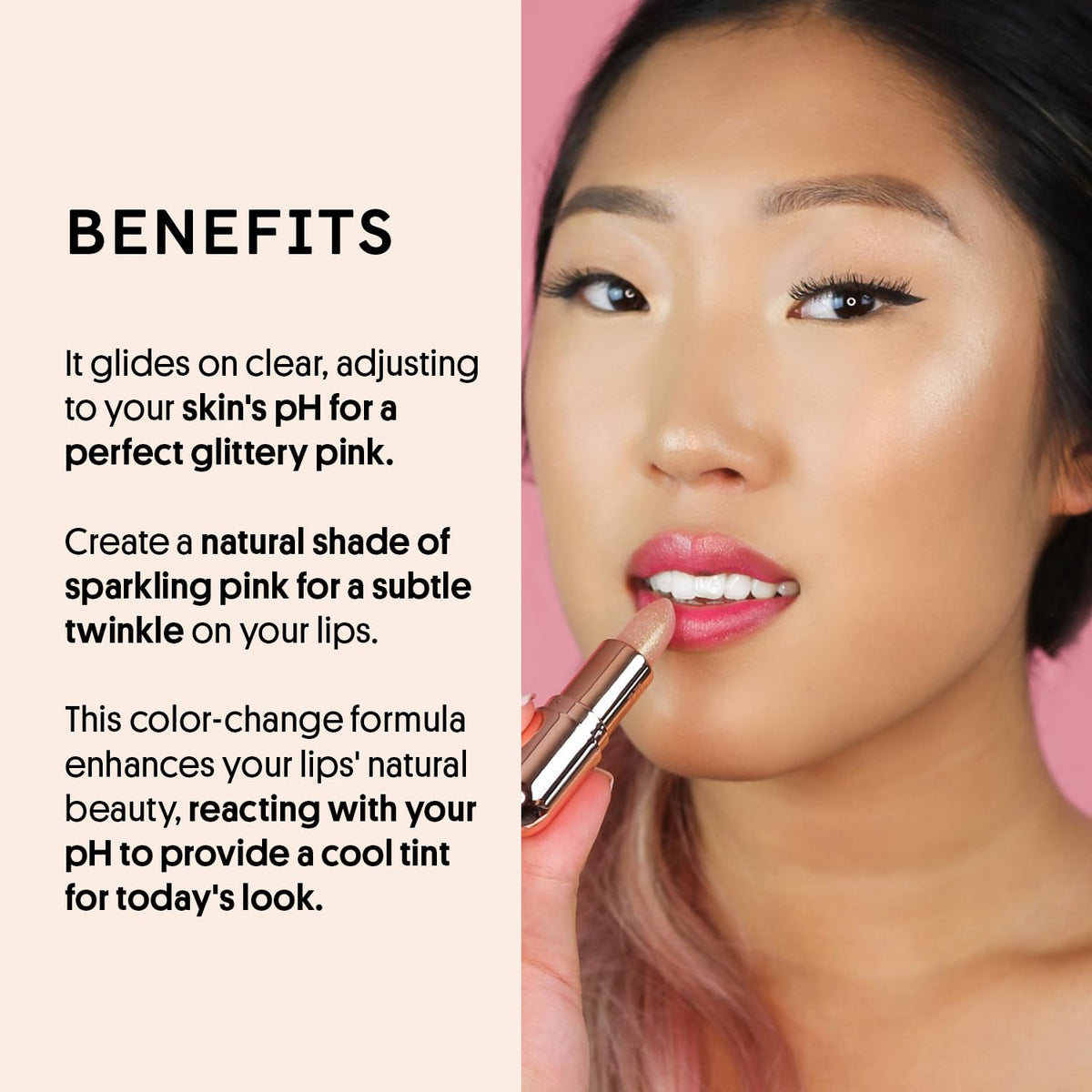 Winky Lux Rosé Glimmer Balm -Hydrating ph Lip Balm, Natural Pink Tint with pH Color Changing