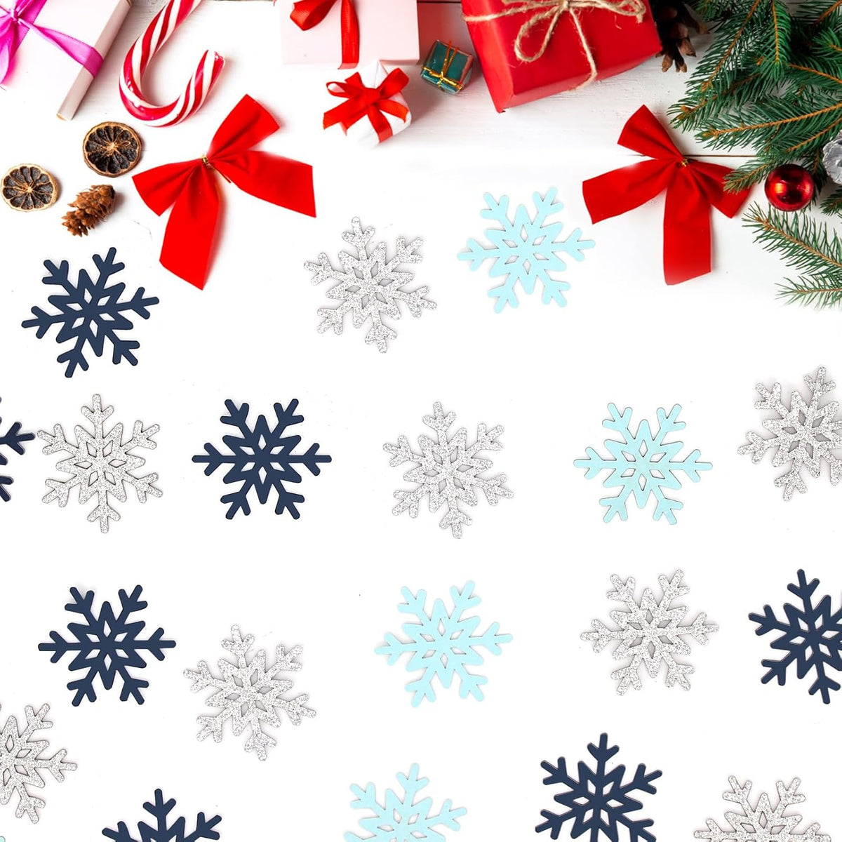 200PC Blue Silver Snowflakes Confetti Winter Wonderland Baby Shower Decorations Boy First Birthday