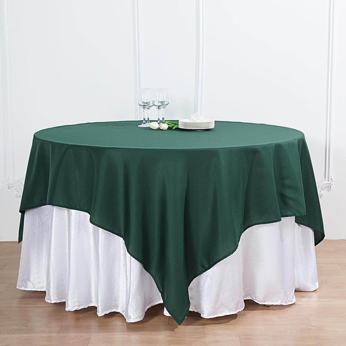 Efavormart 54x54 Hunter Emerald Green Wholesale Linens Seamless Polyester Square Tablecloth for
