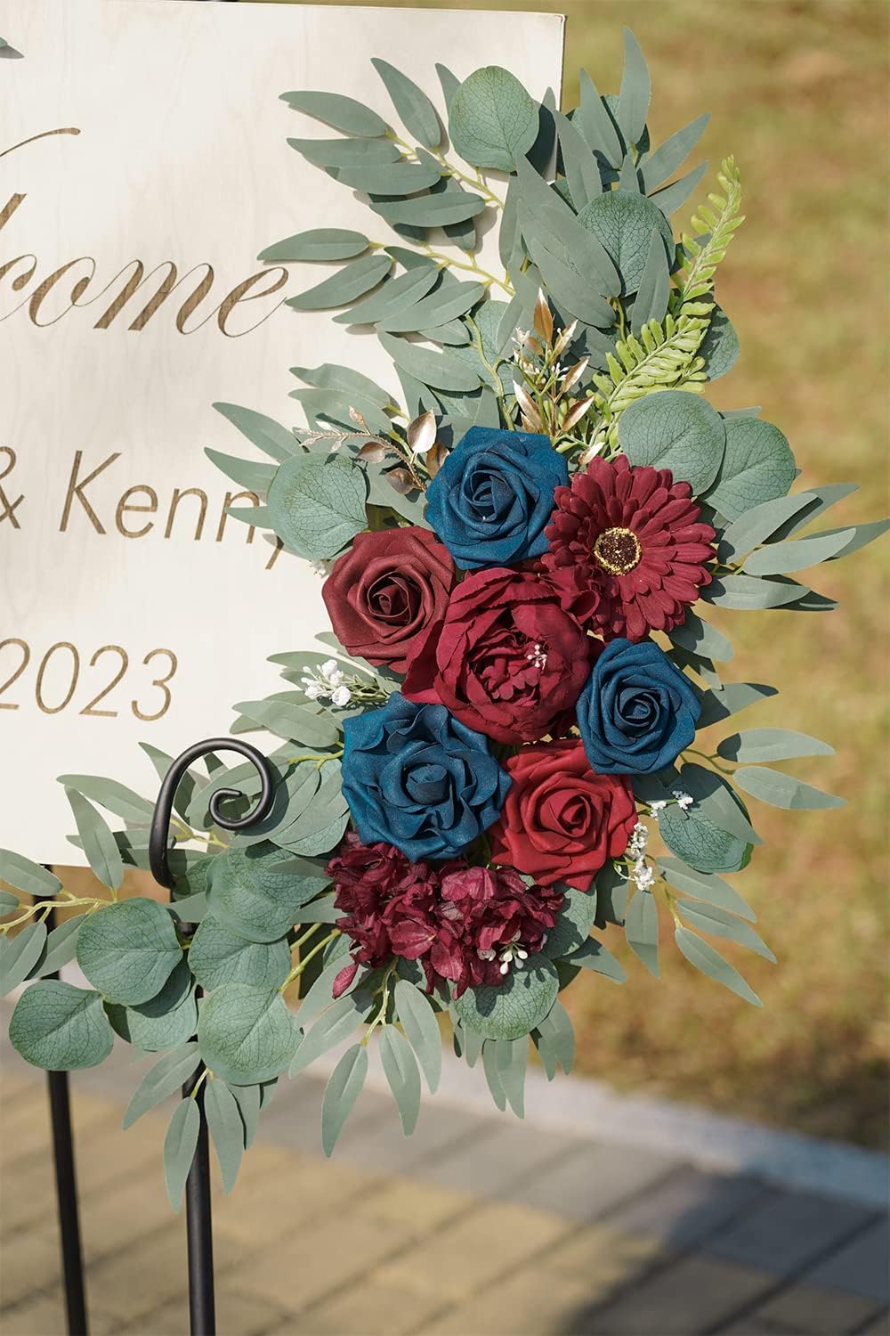ponatia Wedding Arch Flowers (Pack of 2), Burgundy and Navy Flowers Wedding Decorations for Wedding