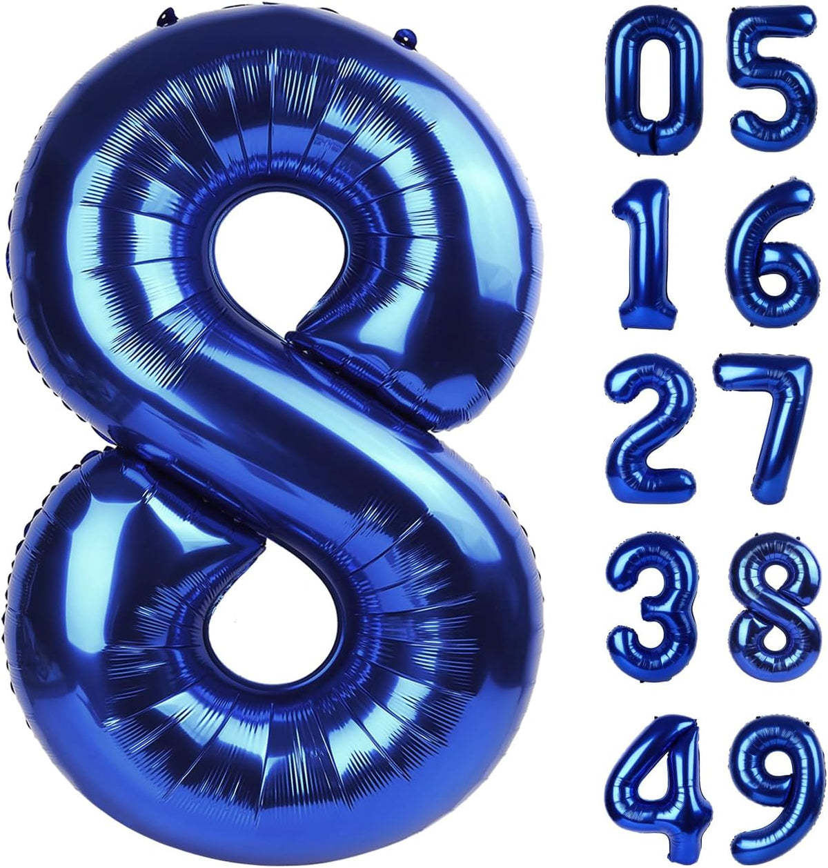 Night Blue Foil Number 8 Balloon 40 Inch, Helium Mylar Eight Number 8 18 28 38 48 58 80 88 Birthday