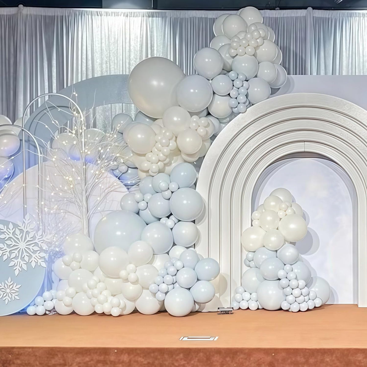 Pastel Blue and White Balloons, 12 Inch 35PCS Light Baby Blue Pearl White with Clear Latex Balloon