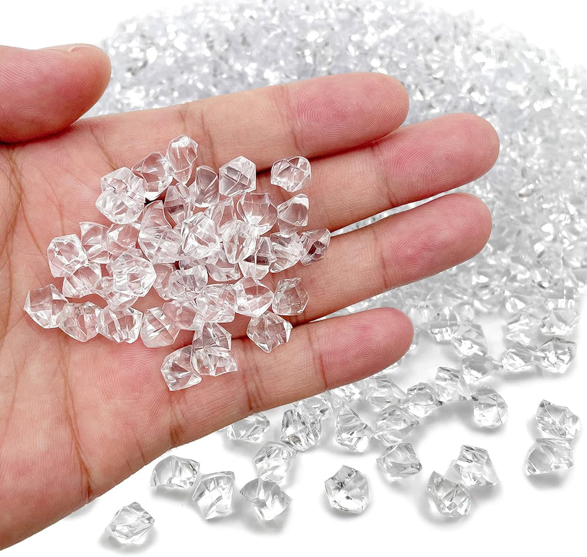 Reusable Fake Ice Cubes 2500 pcs 6 x 9 mm for Rock Crystals Treasure Gems for Table Scatters, Vase