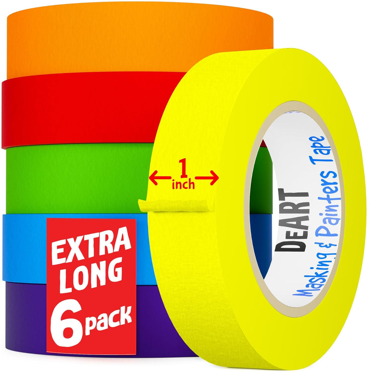 DEART Colored Masking Painters Labeling Tape Masking Tape 1 inch Color Painter Tapes for Arts &