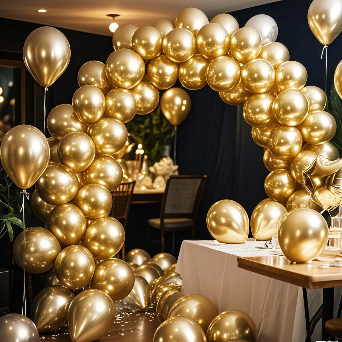 300 Pcs Gold Metallic Chrome Balloons 12 inch Gold Helium Party Balloon for Wedding Baby Shower