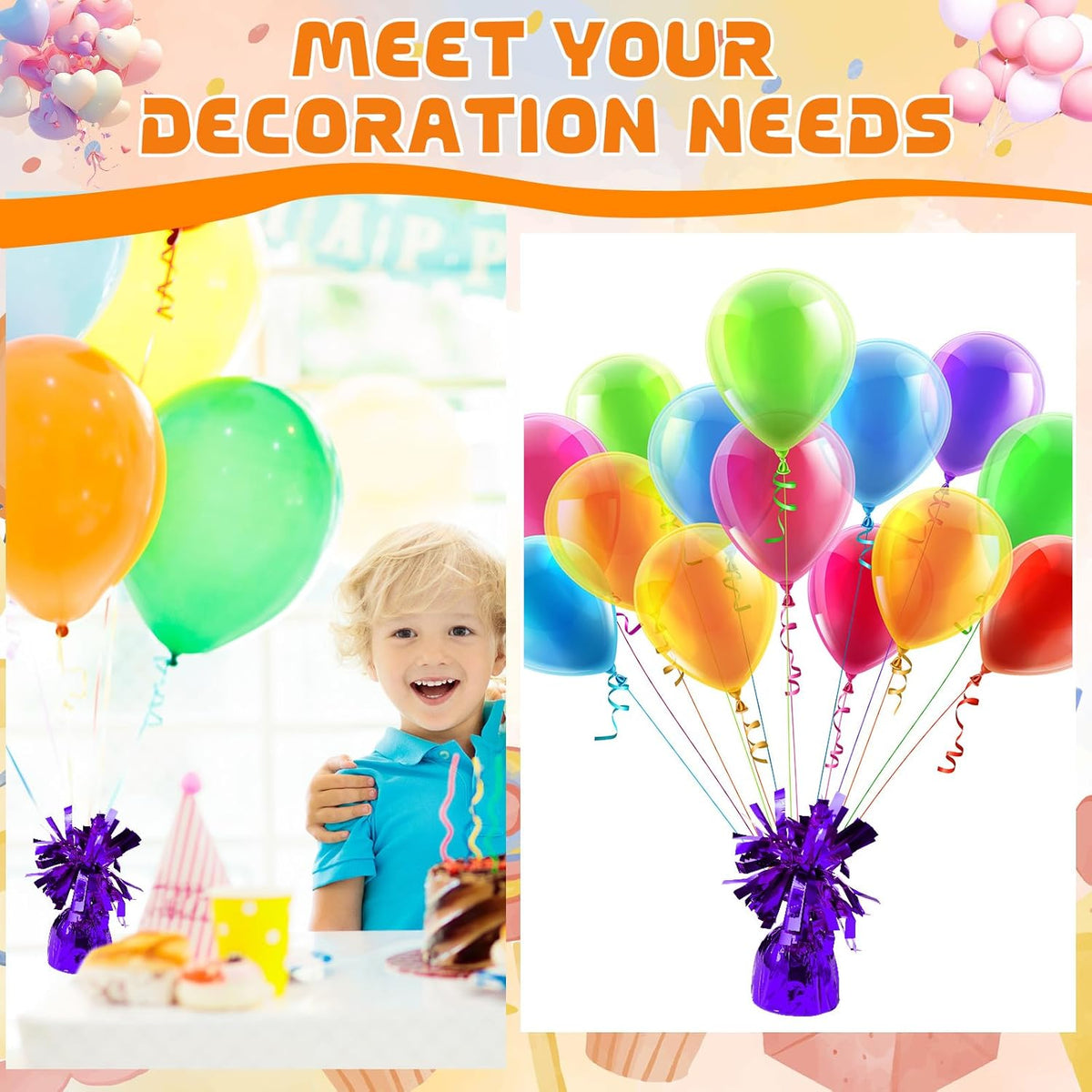 8 Pcs Purple Metallic Balloon Weights Holder Anchors Balloon Holder Weights for Helium Balloons