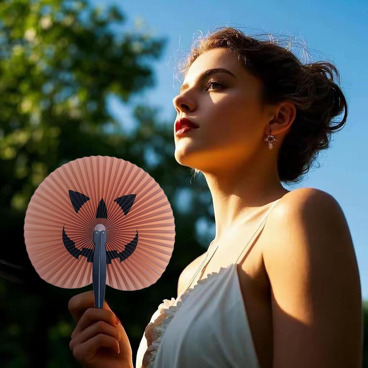 20 Pack Halloween Party Decoration Handheld Folding Paper Fan Bulk Set for Halloween Party Supplies