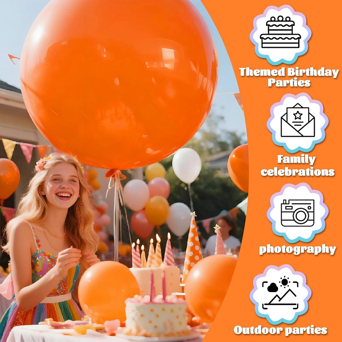 KAWKALSH Orange Balloons 9pcs, 36 Inch Large Orange Balloons for Balloon Garland Arch as Birthday