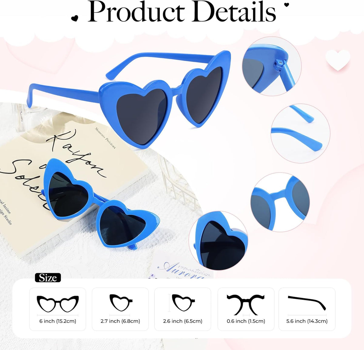 YOGFIT Heart Sunglasses for Women Fashion Classic Love Eye Protection Sunglasses Vintage Cute Heart