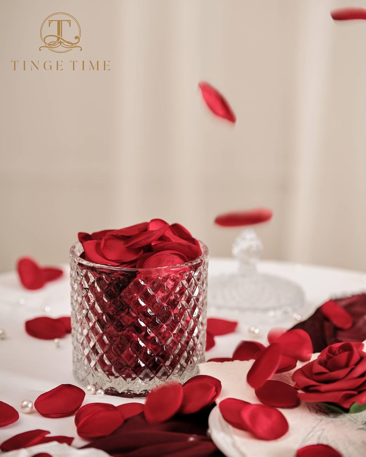 TINGE TIME 200pcs Silk Flower Petals for Wedding, Rose Petals for Decoration, Fake Flower Petals
