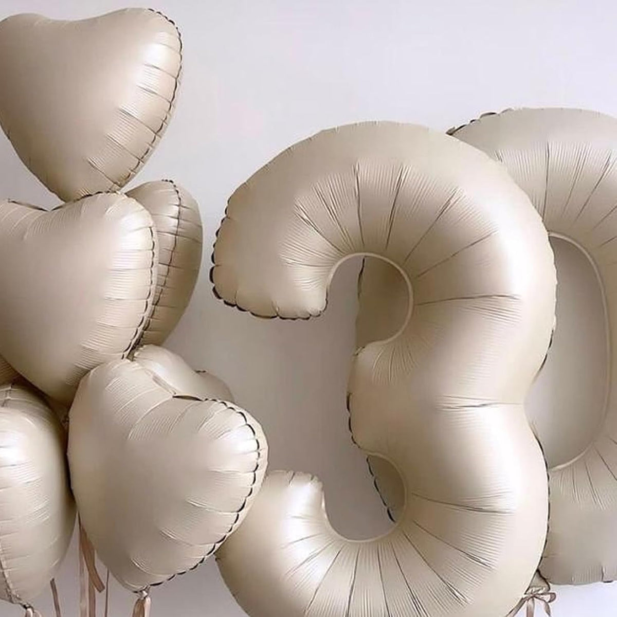 Cream Heart Balloons, 10PCS Cream White Foil Heart Shape Balloons, 18inch Beige Foil Valentine
