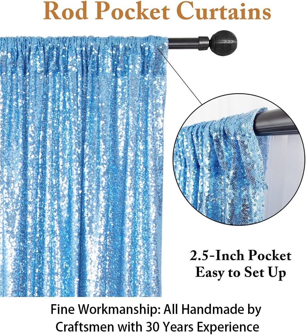 ShinyBeauty 10FTx10FT Baby Blue Sequin Backdrop | Sparkle Photo Background for Wedding & Baby