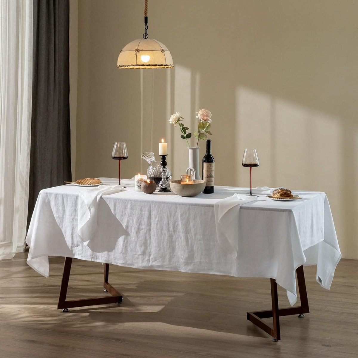 Talasily Linen Tablecloth 100% Pure Linen Table Cloth 60x144 Inches Rectangle Tablecloths Washable