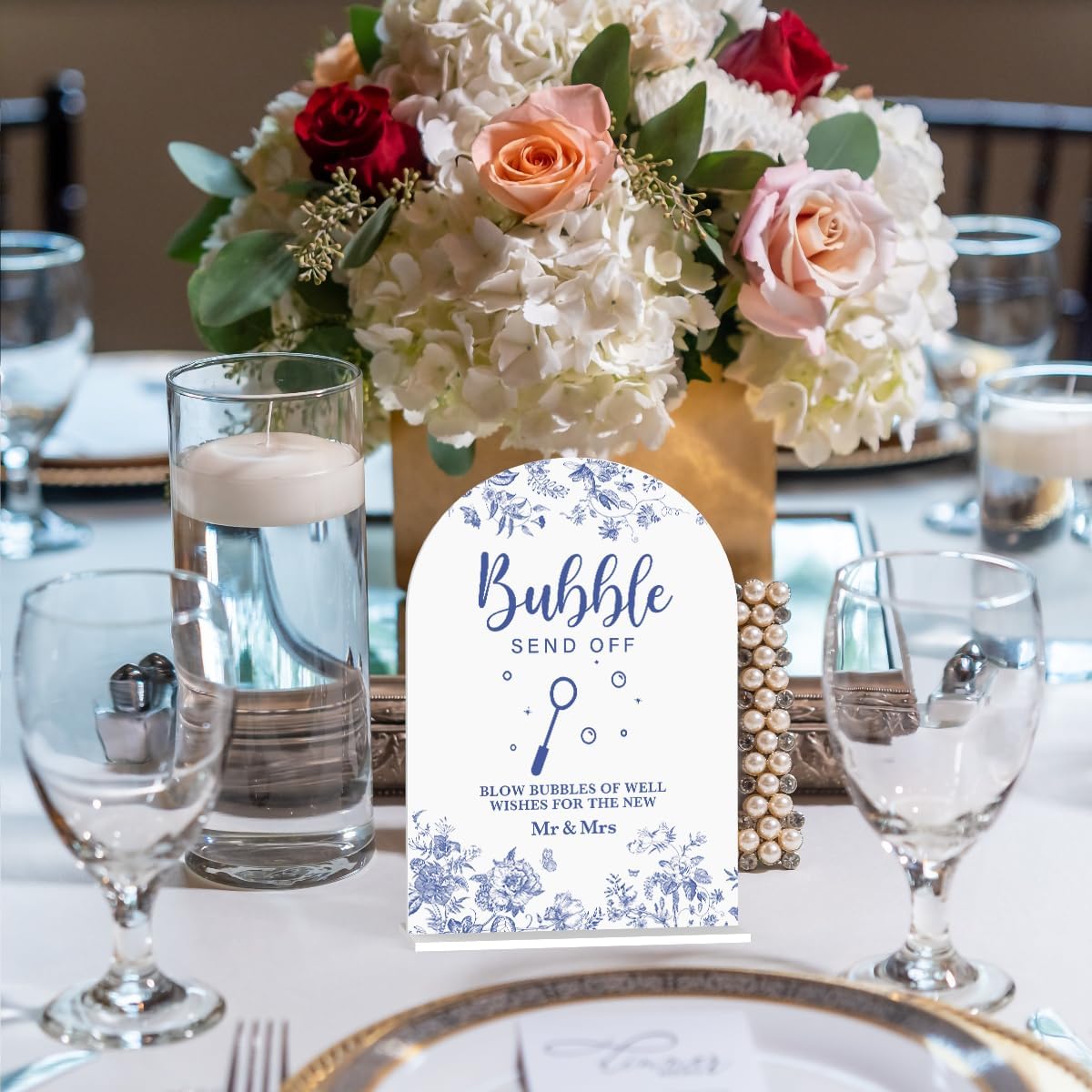 Acrylic Wedding Signs, Dusty Blue Wedding Decor, Blue Weddings Decor, Bubble Send Off Signs for