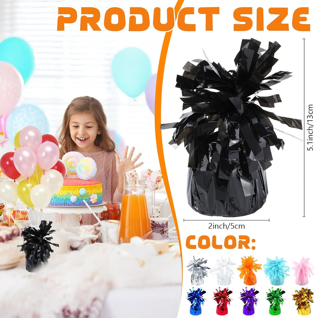 8 Pcs Black Metallic Balloon Weights Holder Anchors Balloon Holder Weights for Helium Balloons