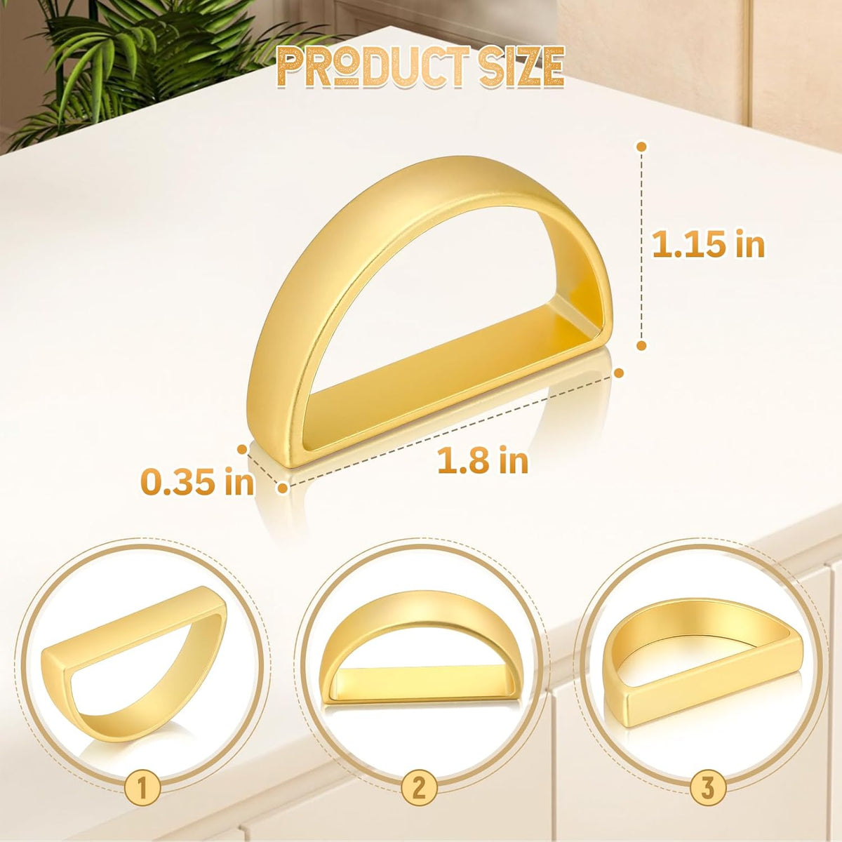 KPOSIYA Napkin Rings Set of 20, Metal Gold Napkin Rings Bulk for Table Settings, D-Shape Napkin