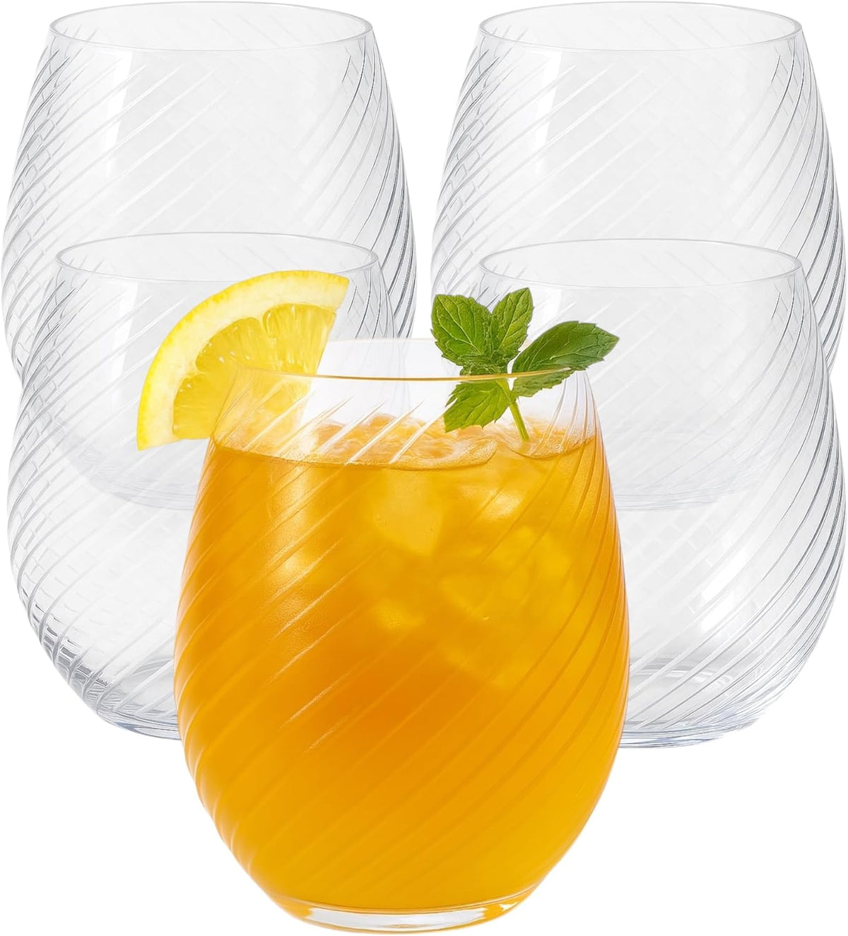 40 count Origami Ripple Unbreakable Stemless Plastic Wine Champagne Whiskey Glasses Elegant Durable