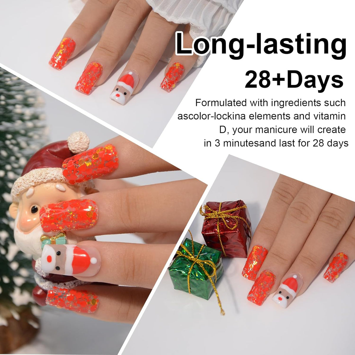 1oz Glitter Sequins Red Color Dip Powder Nails Dipping Nails Long-lasting Nails No UV Light Needed