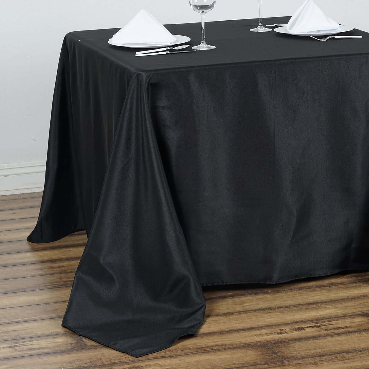 Efavormart 90" Black Wholesale Linens Polyester Square Linen Tablecloth for Kitchen Dining Catering