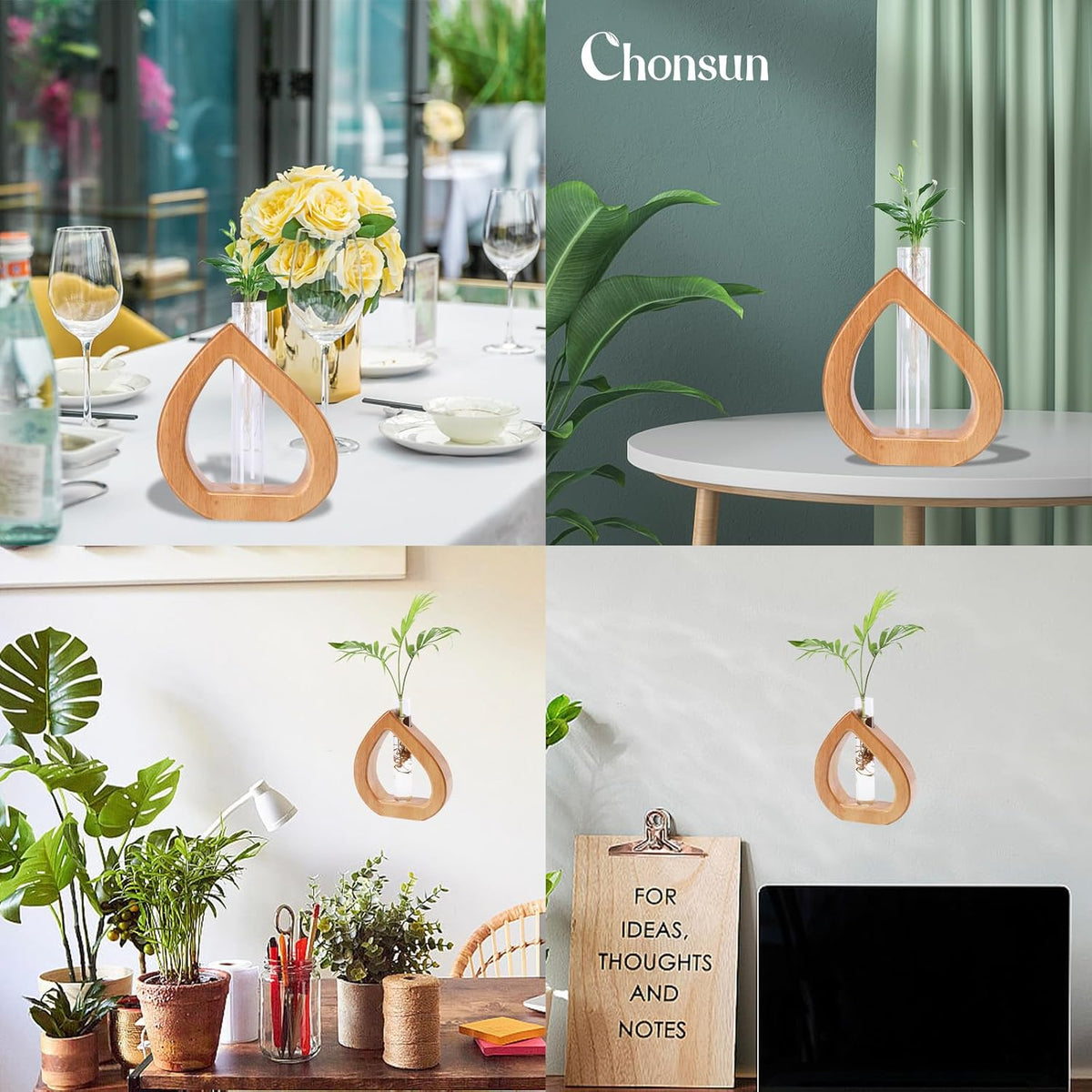 Propagation Stations Planter Terrariums Wall Hanging Test Tube Desk Decorations with Wooden Stand