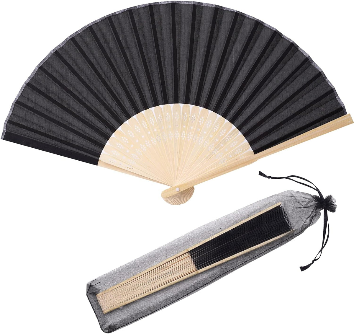 24pcs Imitated Silk Hand Fan Imitated Silk Fabric Bamboo Handheld Folded Fan Bridal Dancing Props