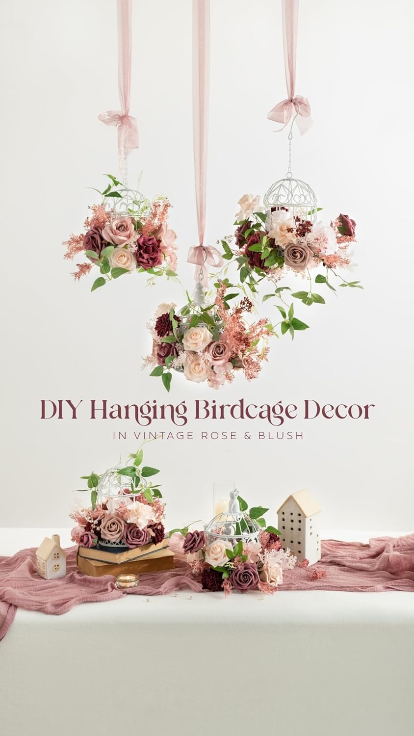Ling's Moment Artificial Flowers, 25Pcs 3" Roses in Dusty Rose Shades, Realistic DIY Foam Floral