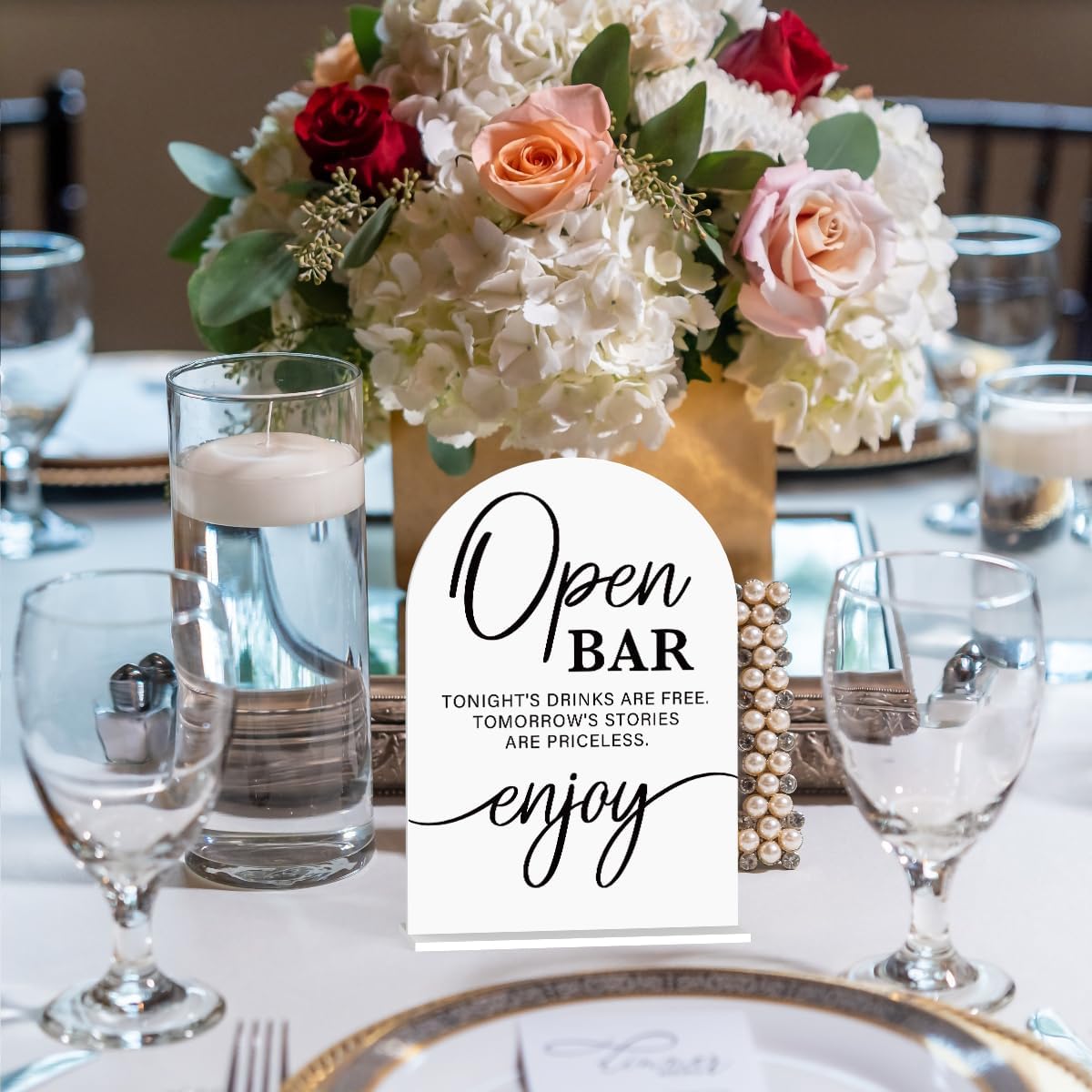 Acrylic Wedding Sign Wedding Signs for Ceremony Open Bar Sign for Wedding Modern Calligraphy Arch